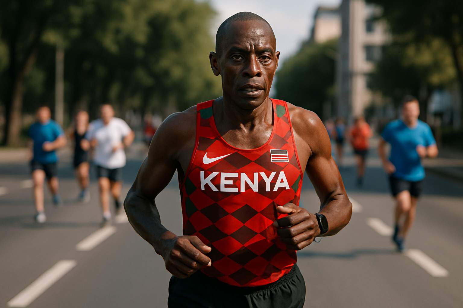 Editorial illustration for Kenyan Runner Mark Kosgei Kiptoo Smashes M50 Half-Marathon World Record
