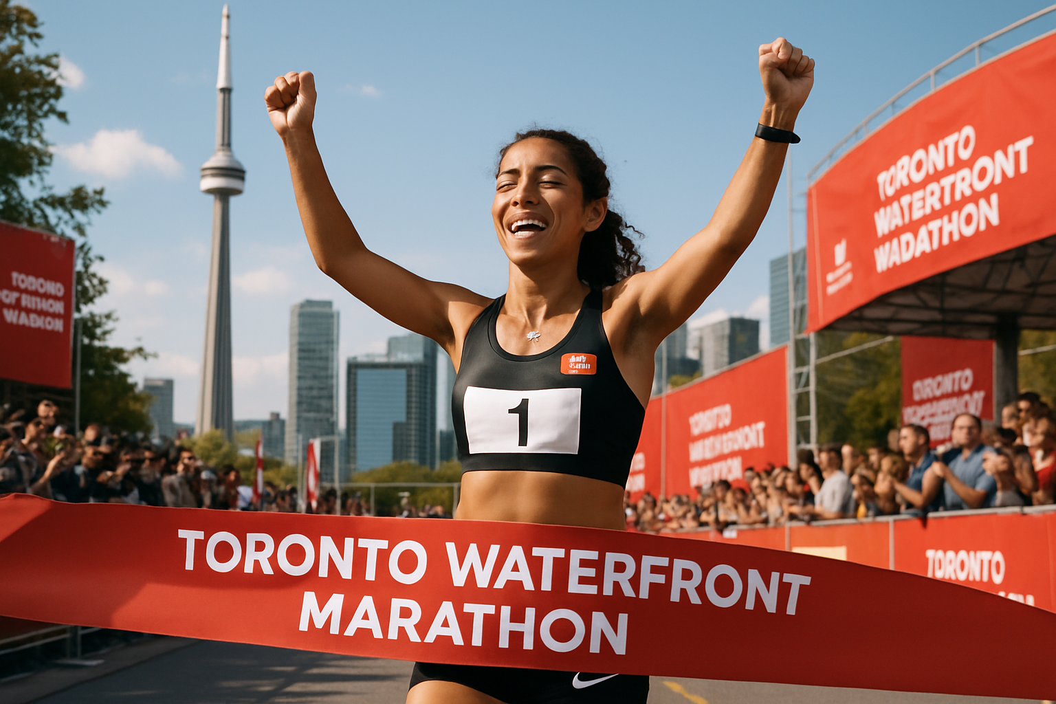 Editorial illustration for Dayna Pidhoresky Clinches Second Canadian Marathon Championship at Toronto Waterfront Marathon