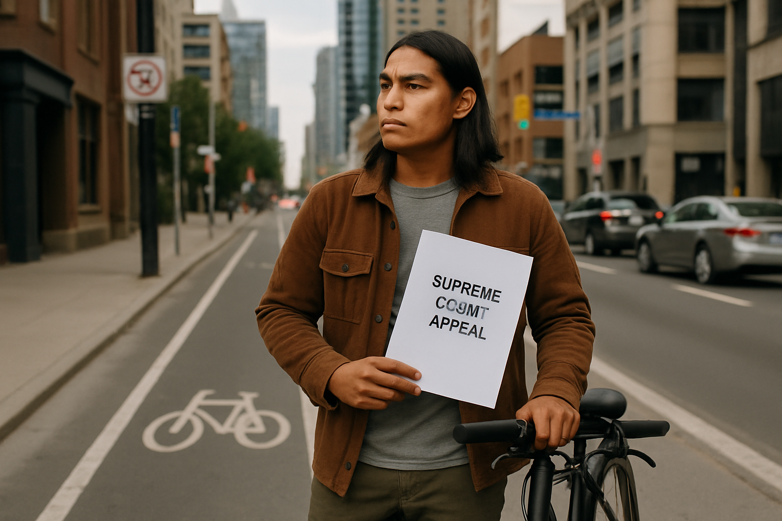 Supporting editorial illustration for Toronto Bike Lane Advocates Take Their Fight to the Supreme Court
