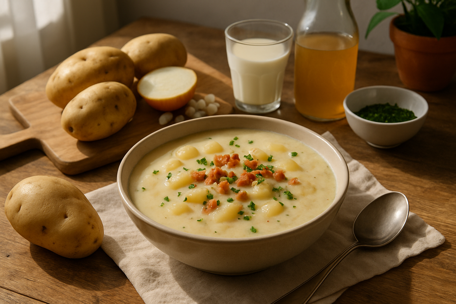Editorial illustration for Classic Potato Soup: A Comforting Meal from Simple Ingredients