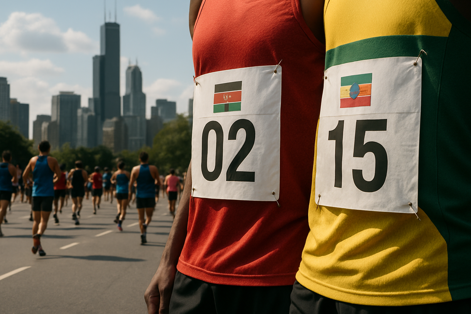 Supporting editorial illustration for Amos Kipruto Shines as Jacob Kiplimo Faces Upset at Chicago Marathon