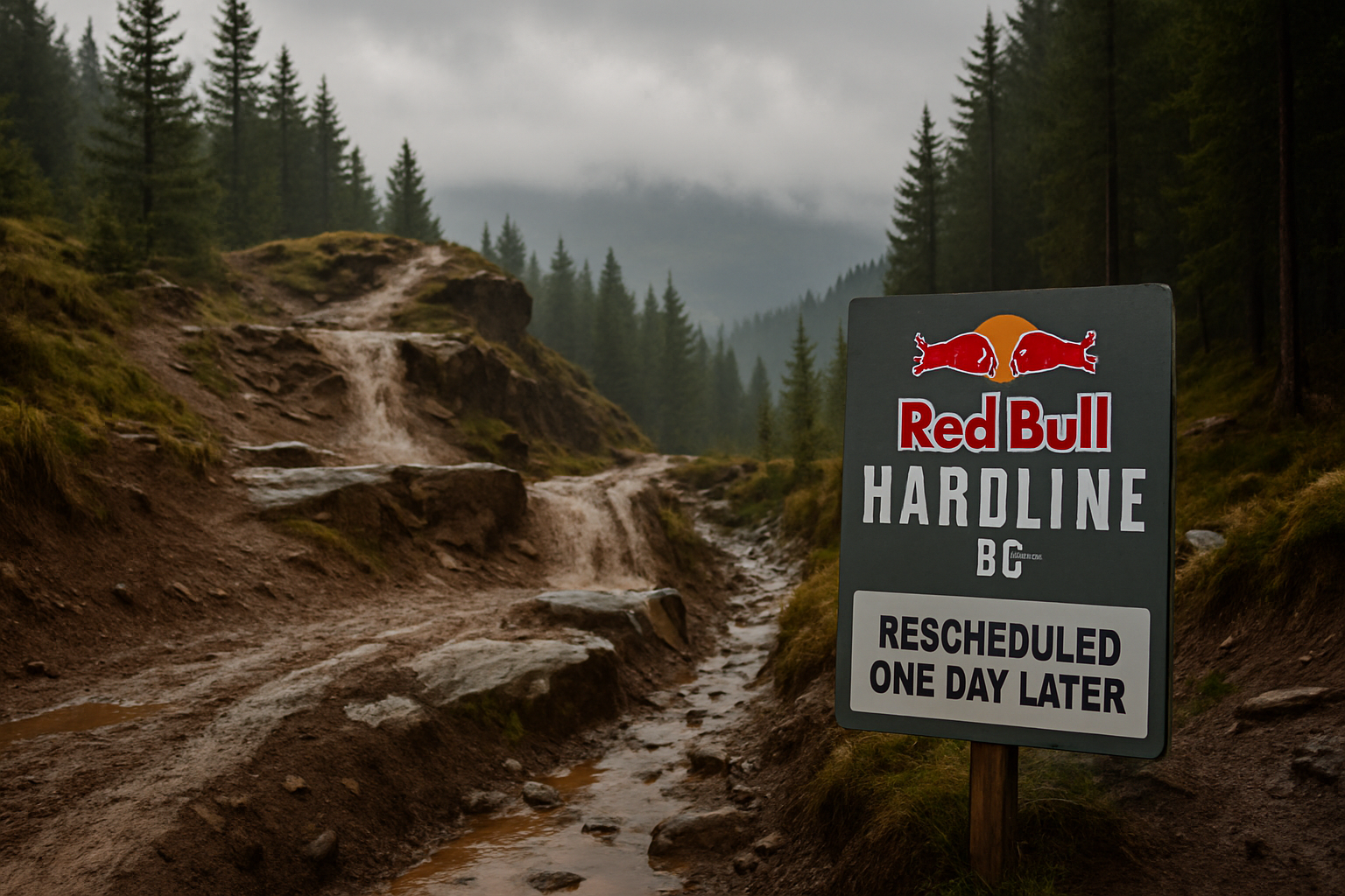 Editorial illustration for Red Bull Hardline BC Rescheduled Due to Weather