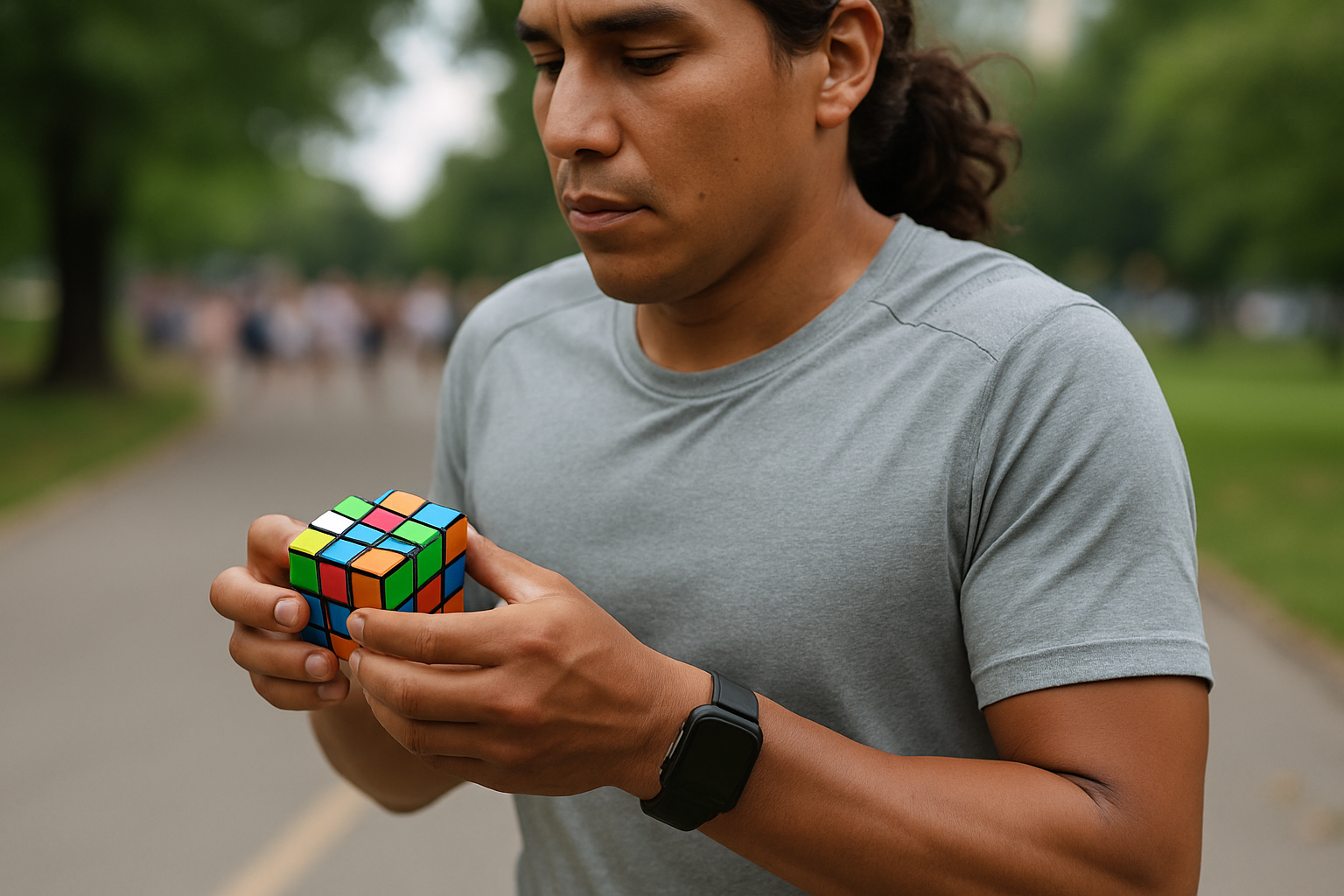 Supporting editorial illustration for Toronto Runner Breaks Rubik’s Cube Mile World Record