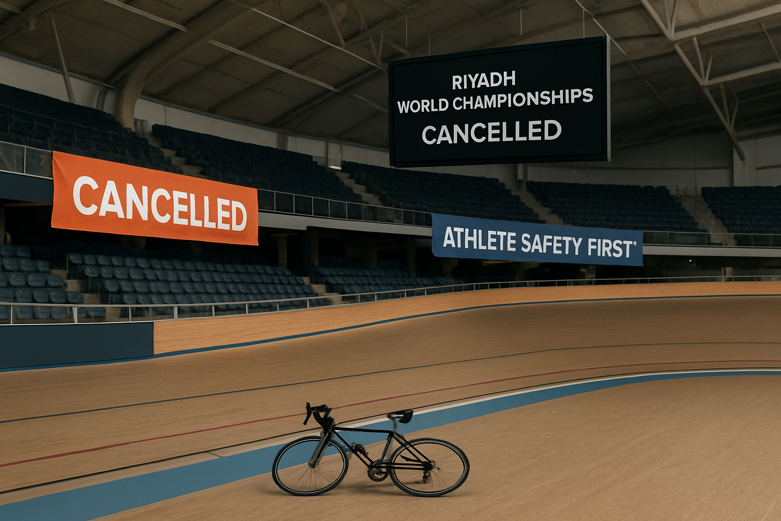 Supporting editorial illustration for UCI Cancels Saudi Arabia Worlds Following Athlete Safety Concerns