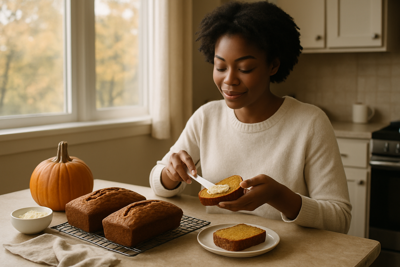 Editorial illustration for Cozy Up with This Easy Pumpkin Bread Recipe