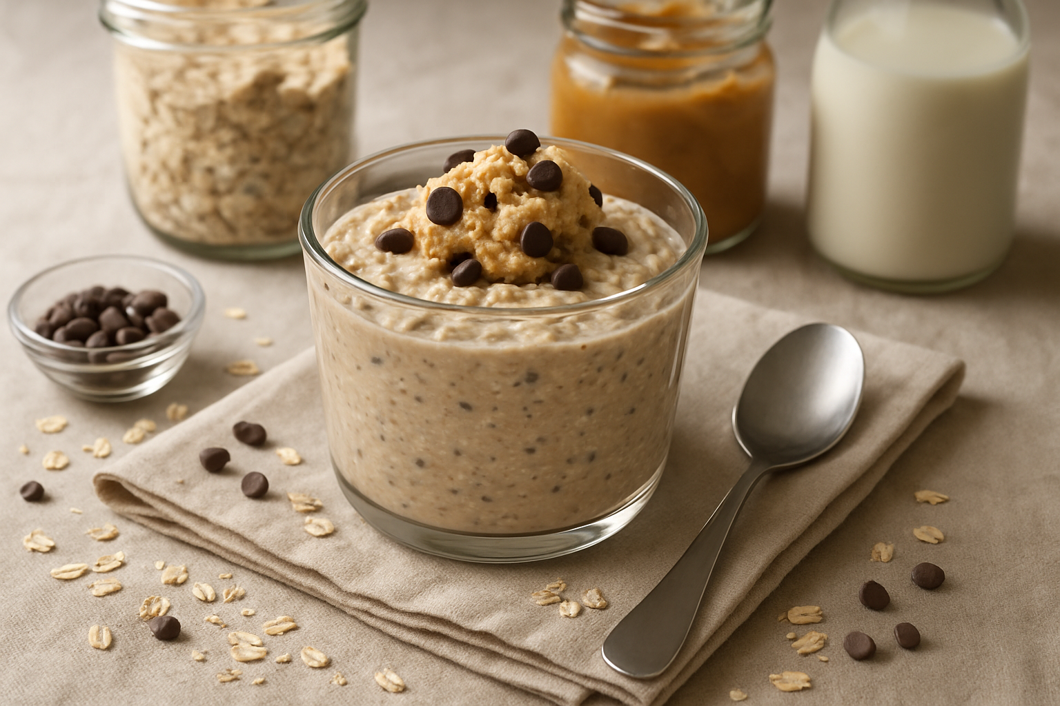 Supporting editorial illustration for Healthy Cookie Dough Overnight Oats: A Protein-Packed Breakfast Treat