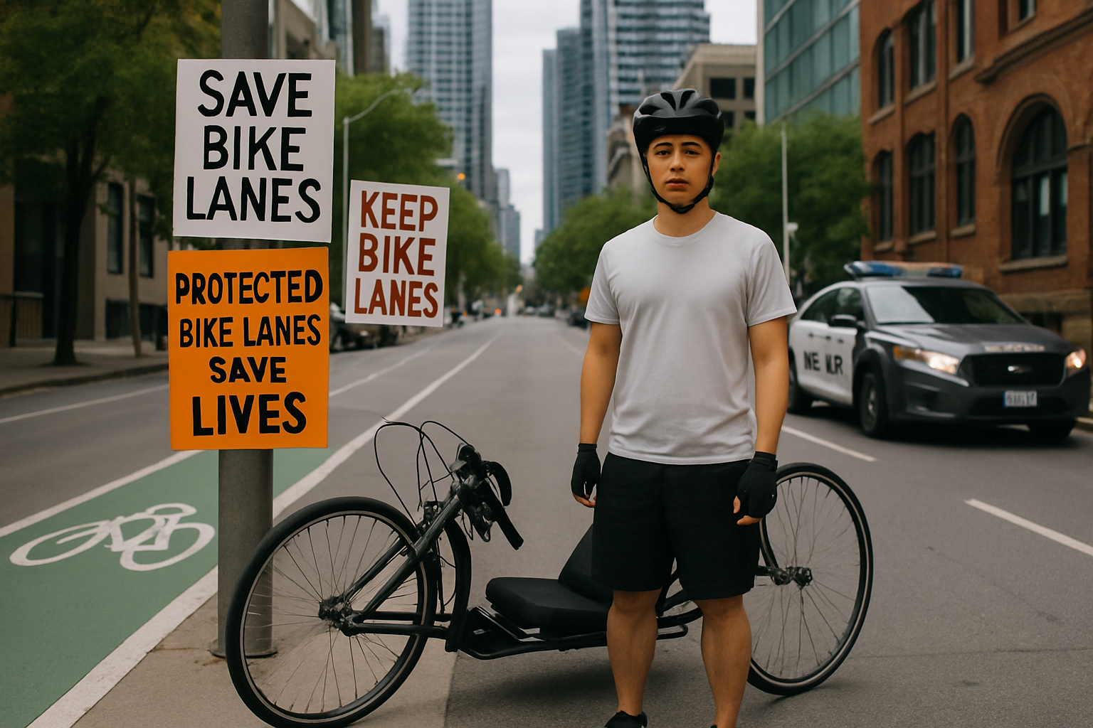Editorial illustration for Toronto Bike Lane Protest Sees Third Arrest, Including Paralympian
