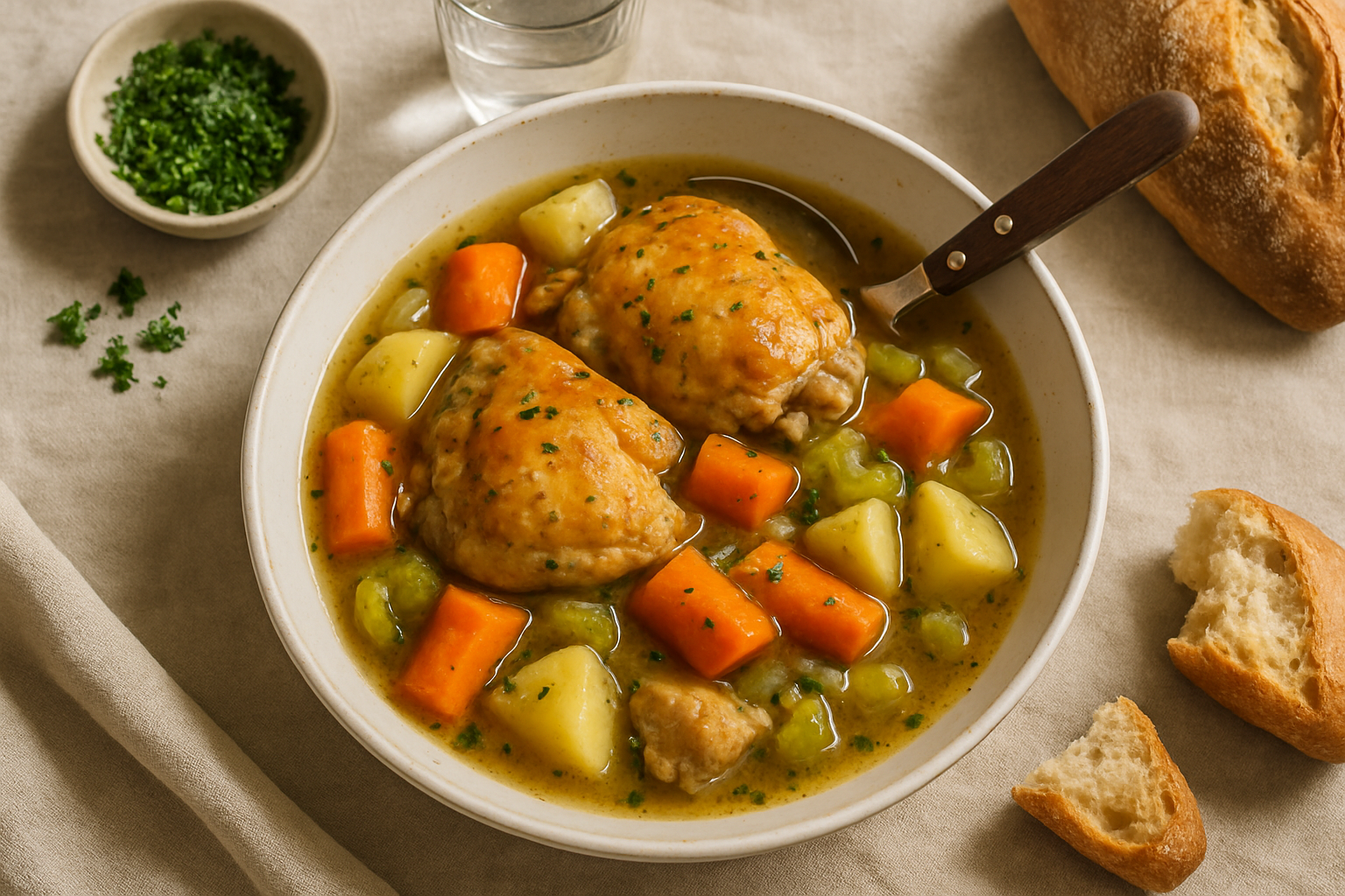 Supporting editorial illustration for Hearty Chicken Stew: A Comforting and Nutritious Meal for Busy Canadians