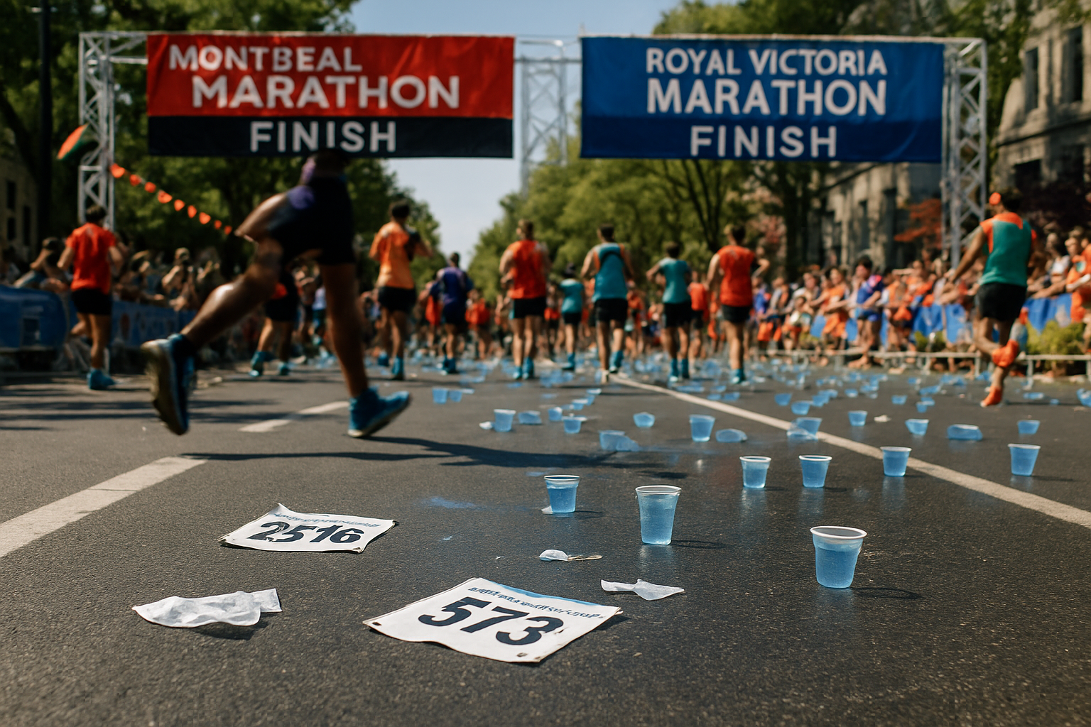 Supporting editorial illustration for Montreal and Victoria Marathons Showcase Thrilling Canadian Road Racing