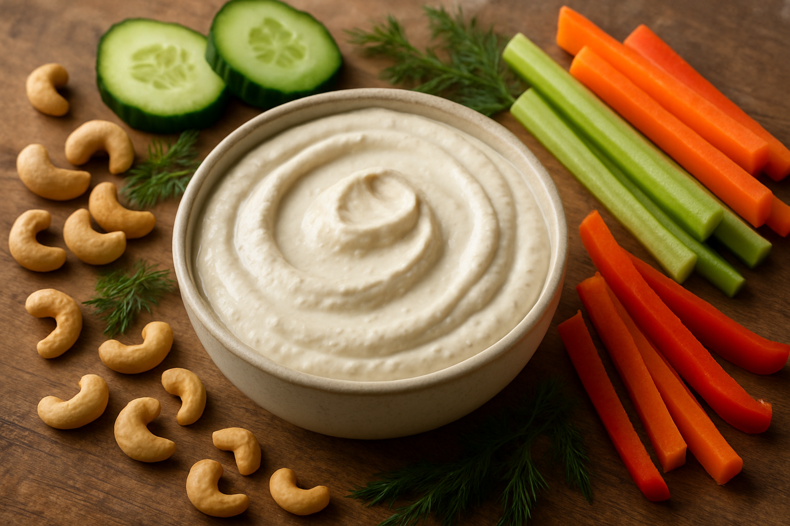 Editorial illustration for Life-Changing Vegan Cashew Tzatziki
