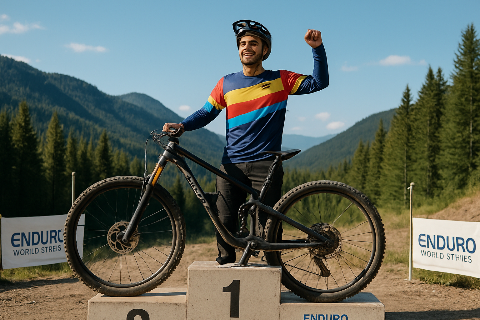 Editorial illustration for Elliot Jamieson Ascends the Podium at Enduro World Championships