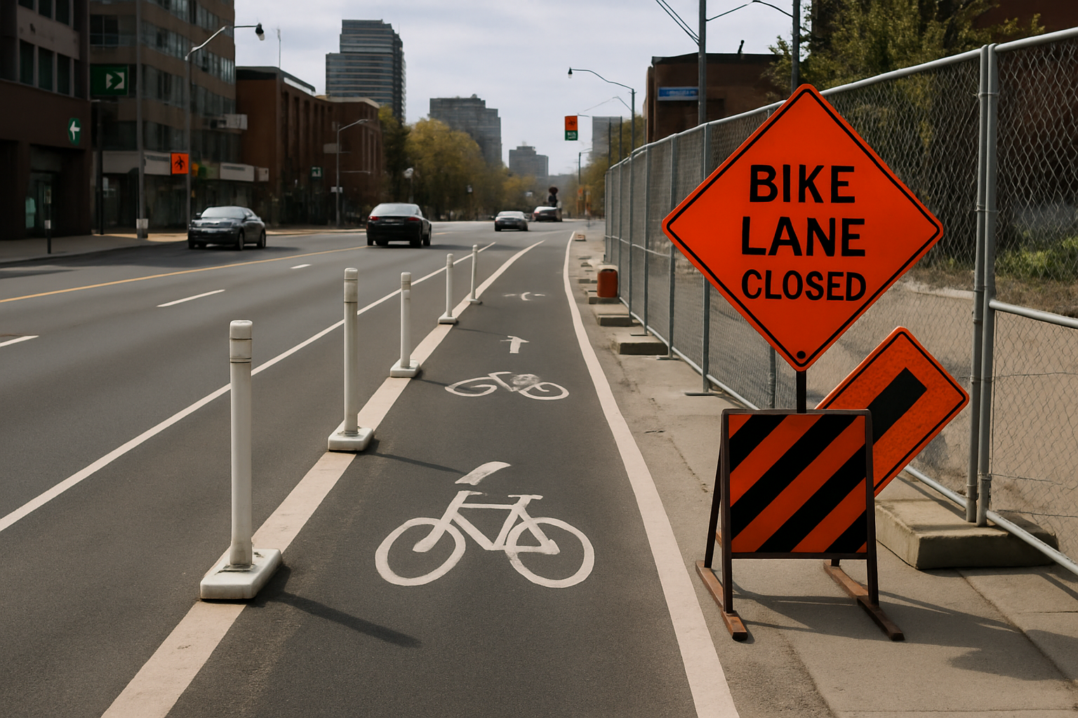 Supporting editorial illustration for Cycle Toronto Challenges $48 Million Removal of Bloor Street West Bike Lanes