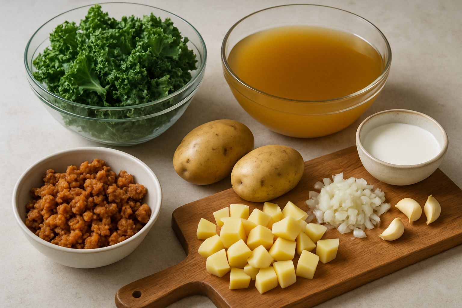 Supporting editorial illustration for Zuppa Toscana: A Hearty, Homemade Italian-Inspired Soup