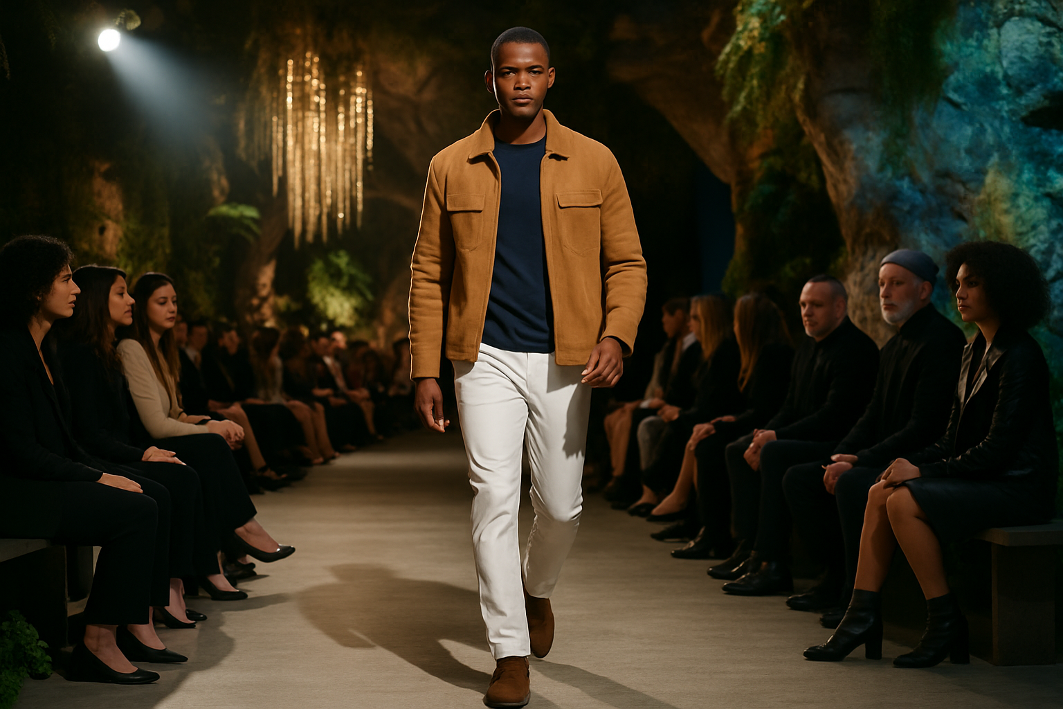 Editorial illustration for Joseph Tassoni Commands the Runway with “Natural Authority”