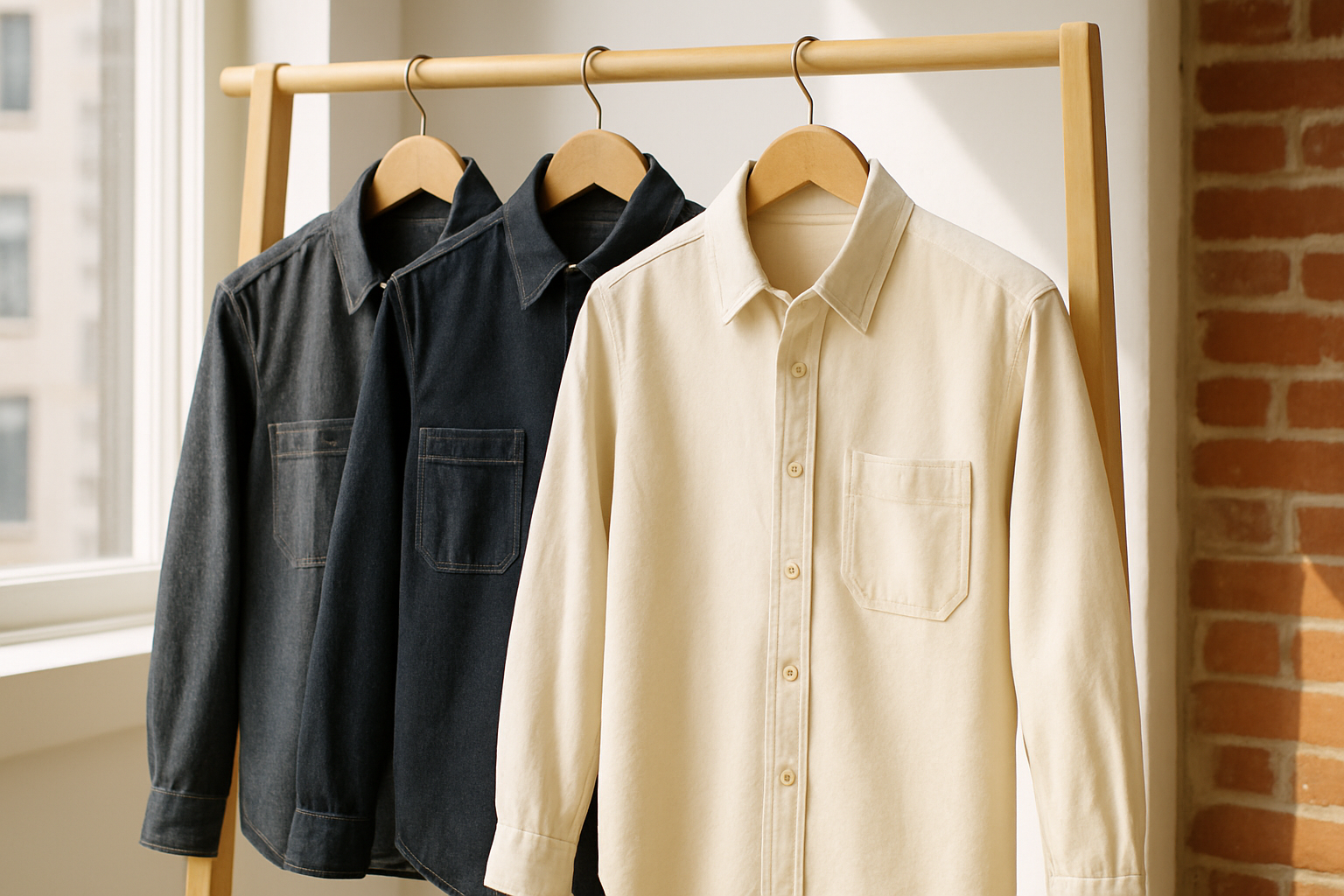 Supporting editorial illustration for Denim and Chambray Shirts Restocked with New Cream Option