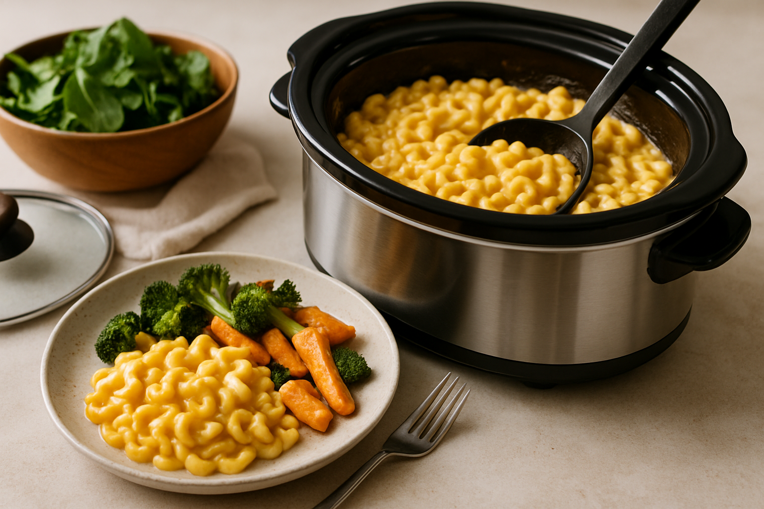 Supporting editorial illustration for Crockpot Mac and Cheese: A Creamy Classic Made Easy
