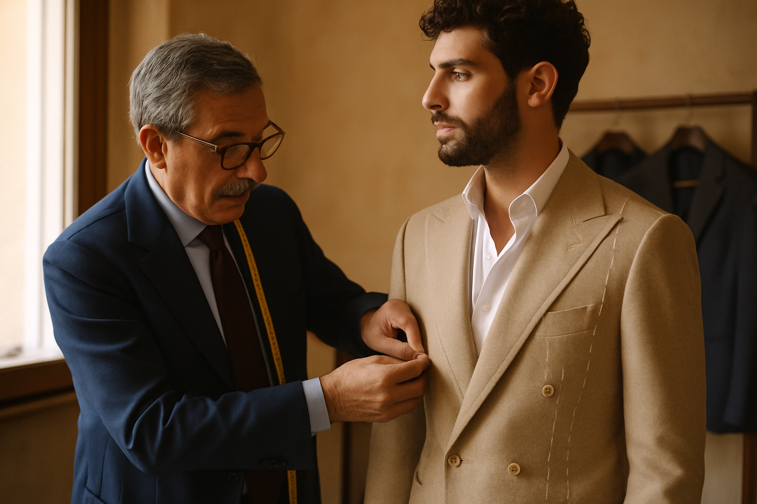 Supporting editorial illustration for Exploring the Varied Tailoring of Rubinacci in Naples