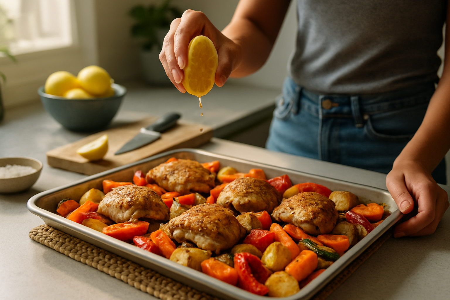 Supporting editorial illustration for Sheet Pan Chicken Thighs: A Simple, Flavorful Dinner Option
