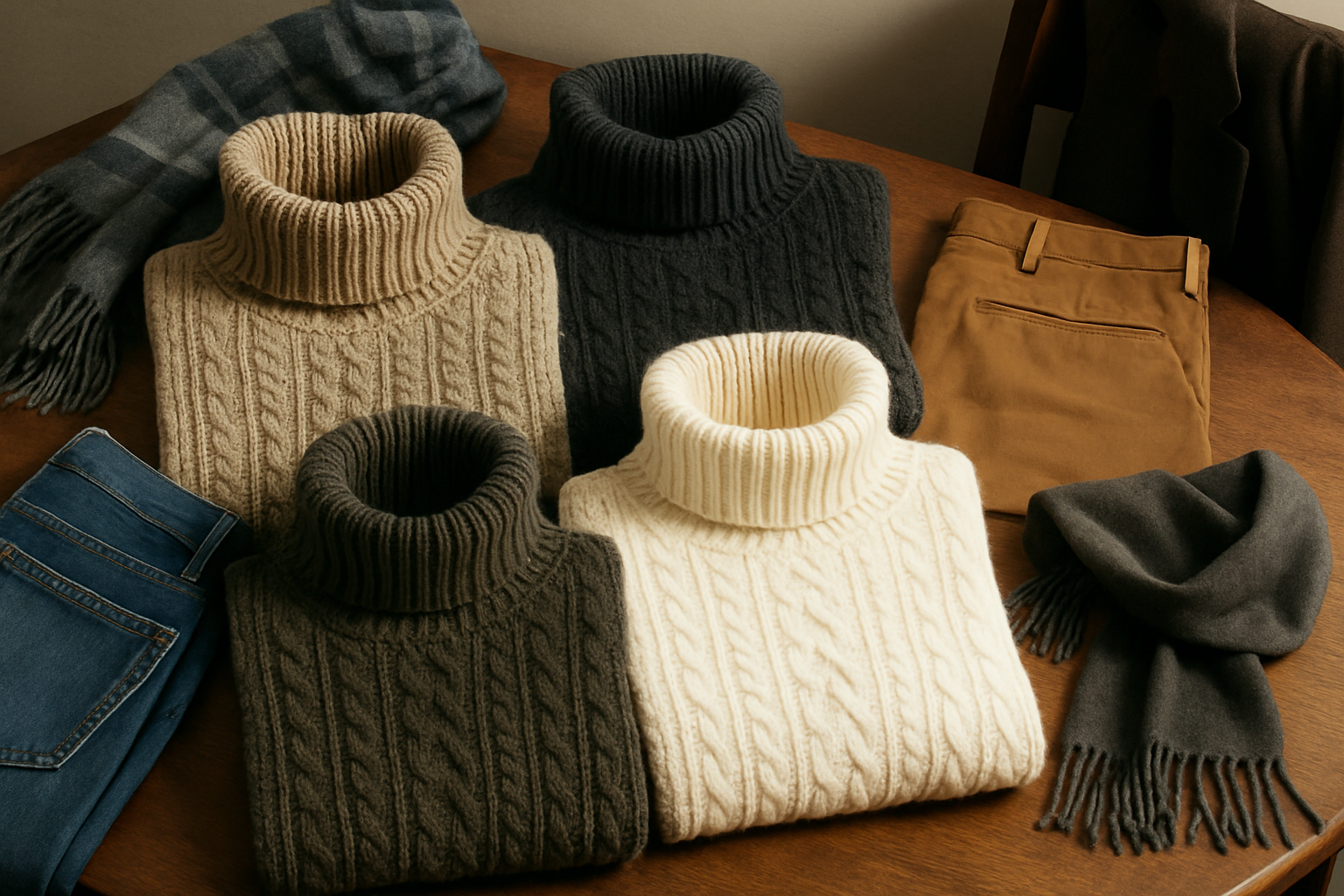 Supporting editorial illustration for A Shopping Guide to Chunky Roll-Necks