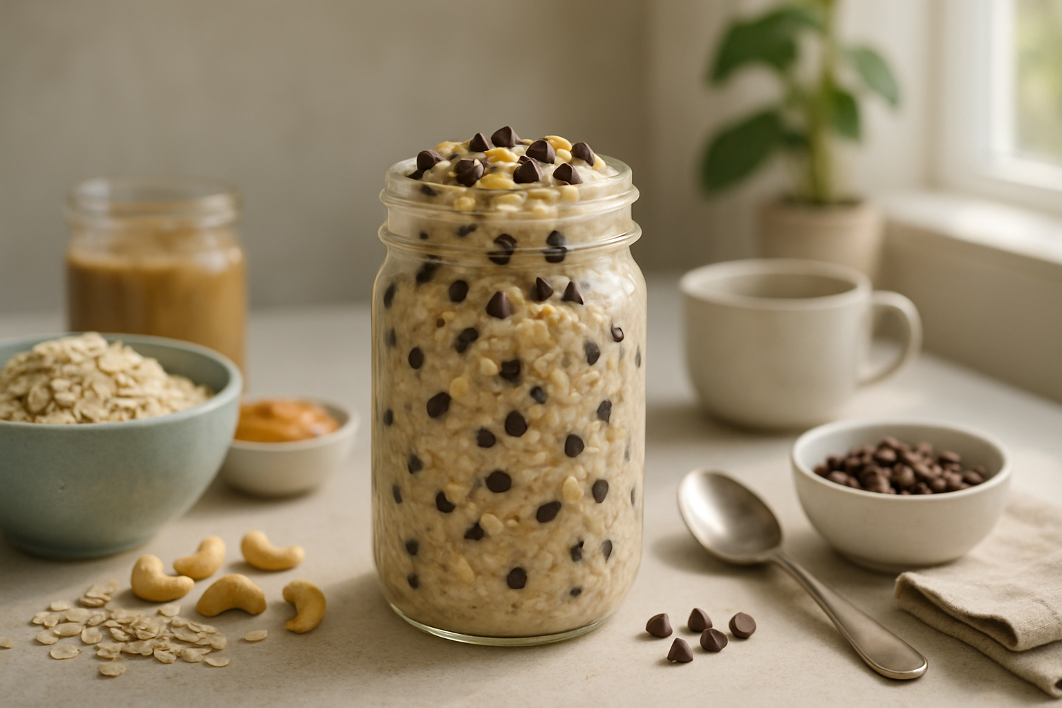 Editorial illustration for Healthy Cookie Dough Overnight Oats: A Protein-Packed Breakfast Treat